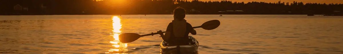 Paddlar i solnedgången